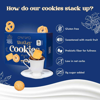 ChocZero Sugar Free Shortbread Cookies - Elegant Holiday Hostess Gift for Diet-Conscious Friends, Gluten Free Tin