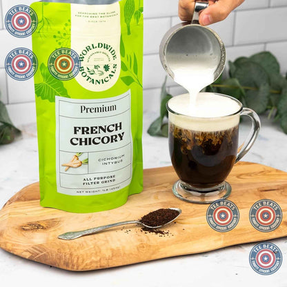 Worldwide Botanicals Roasted Chicory – High-End Coffee Substitute for the Connoisseur's Breakfast Nook, Single-Origin Quality