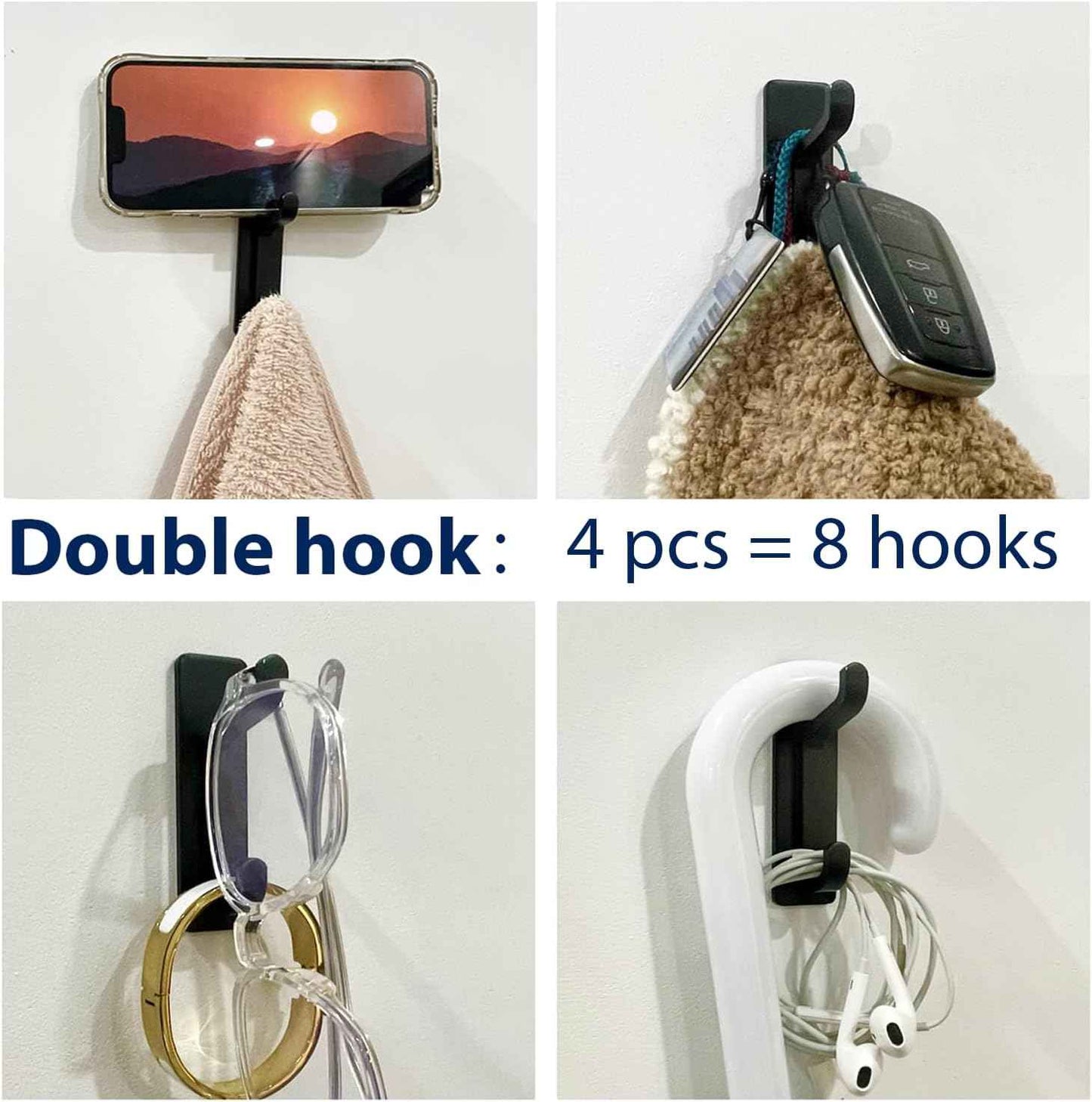 Towlz Adhesive Wall Hooks as Housewarming Gift for New Homeowners, 4-Pack in Five Finish Options
