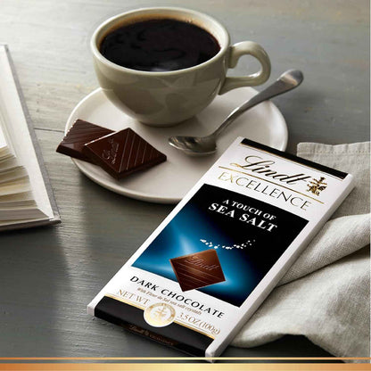 Lindt Excellence Sea Salt Bar 12-Pack – Premium Birthday Gift for Her, Elegant Dark Chocolate Present