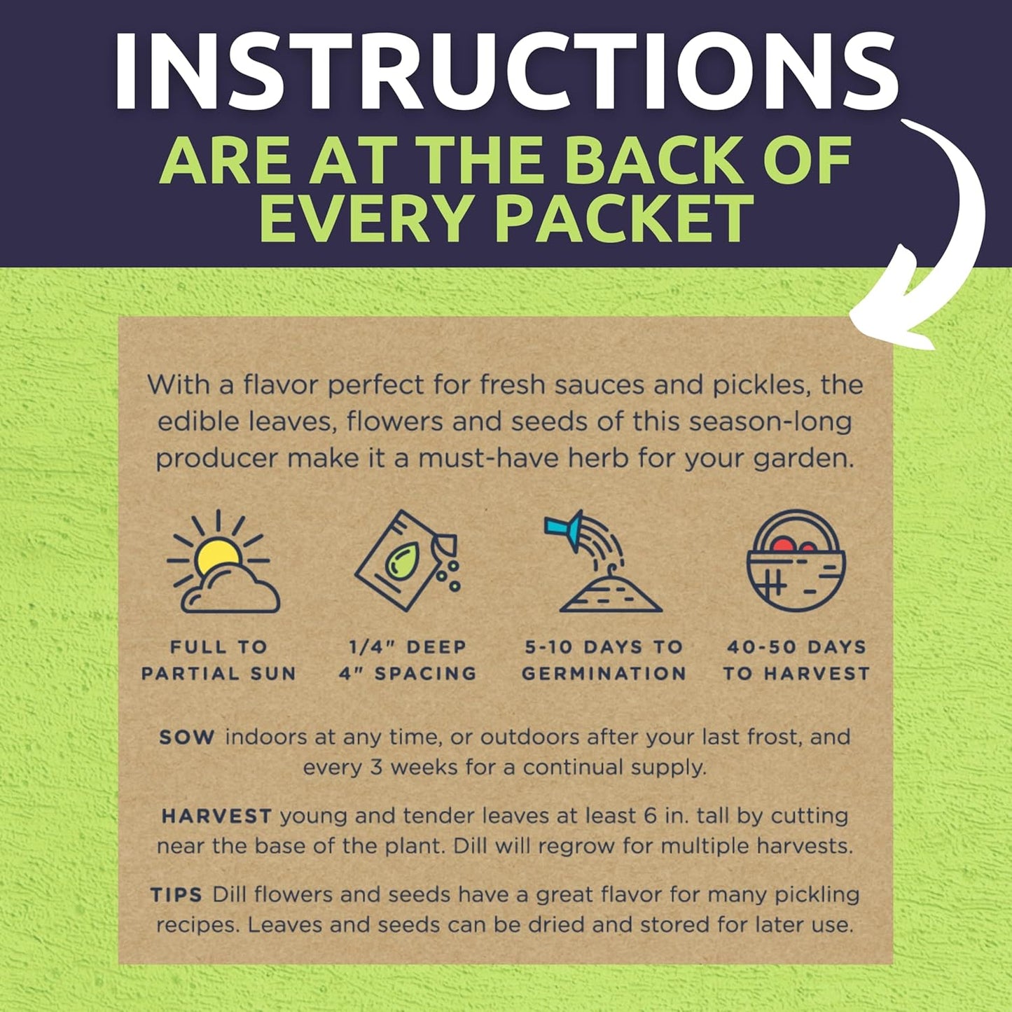 premium resealable zipper packaging with printed planting instructions