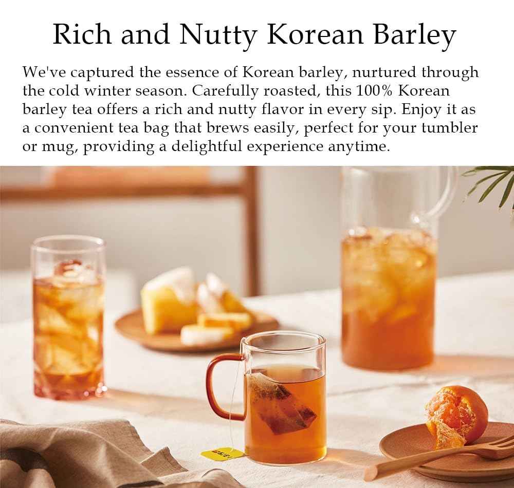 Damtuh Boricha Roasted Barley Tea – Calming Bedtime Beverage for Mindful Evenings, 50 Bag Caffeine-Free Pantry Box