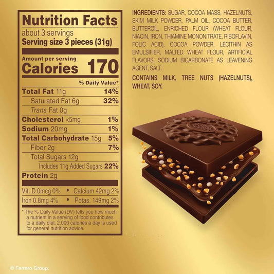 Ferrero Rocher Dark Hazelnut Chocolates – Luxury Hostess Gift for Book Club and Dinner Parties, Gold Stand-Up Pouch