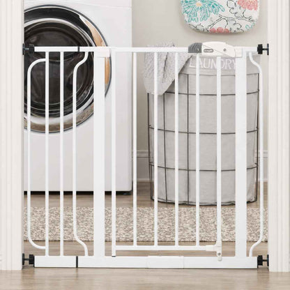 Regalo Baby Gate with Door in White – Modern Pressure Mounted Safety Gate that Blends with Doorways, Hallways and Staircases