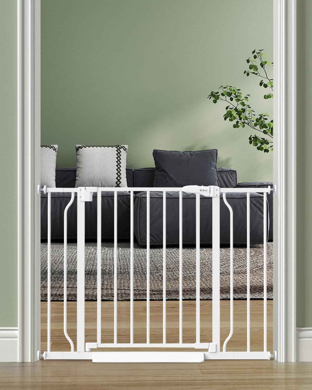 ParentGift No Drill Baby Gate 29-40 Inch Auto-Close, Practical Housewarming and Baby Shower Gift for New Parents, Pressure Mounted Pet Gate
