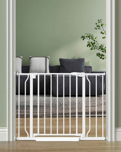 ParentGift No Drill Baby Gate 29-40 Inch Auto-Close, Practical Housewarming and Baby Shower Gift for New Parents, Pressure Mounted Pet Gate