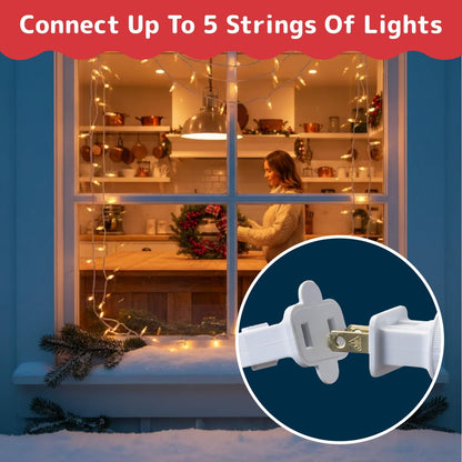 PREXTEX 10 Ft Outdoor String Lights for Patio, Porch Railing, and Fence Line Holiday Curb Appeal, 50 Count Connectable