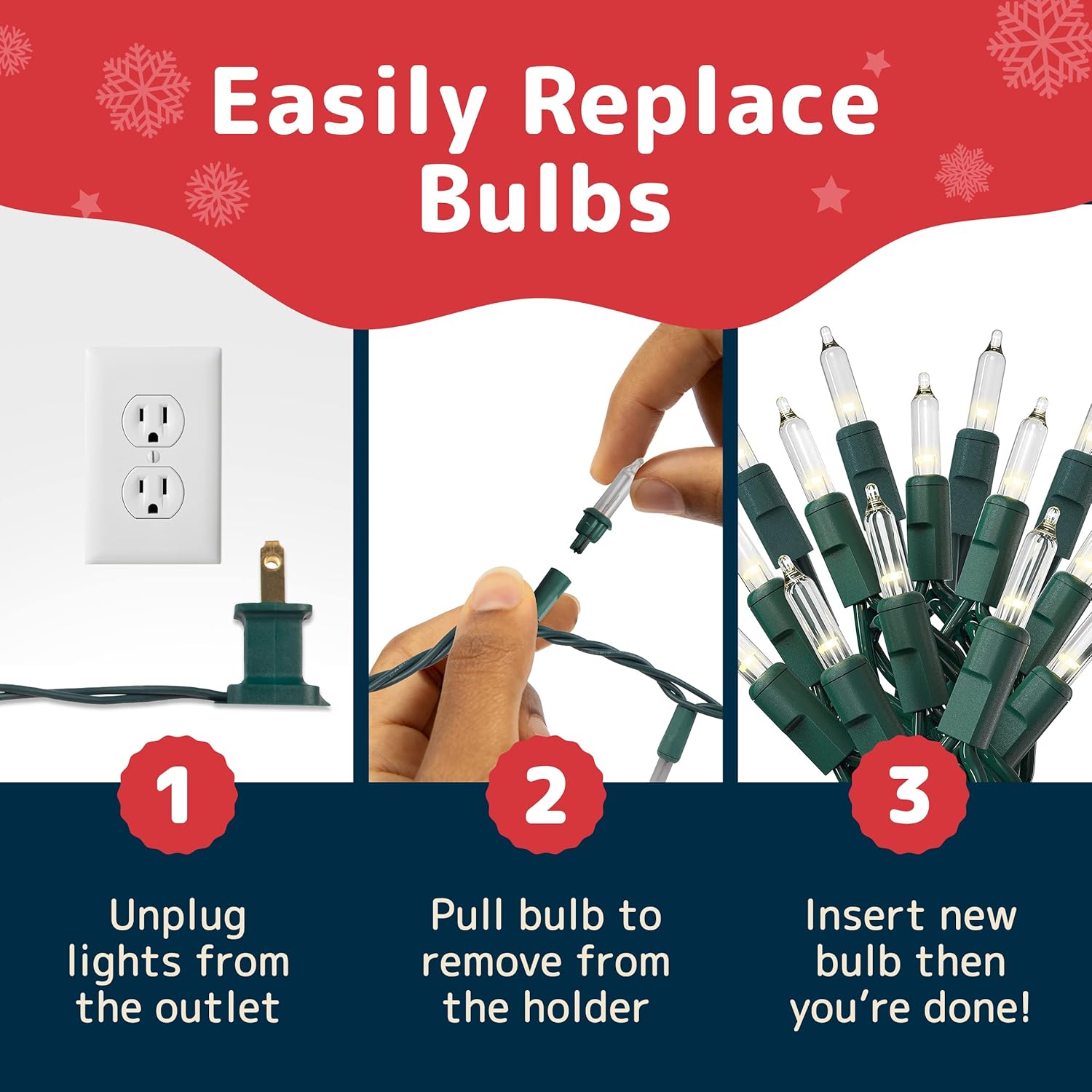 PREXTEX Clear Christmas String Lights – Cozy Bedroom Aesthetic with Warm White Glow and Green Wire for Tree, Garland, and Wreath Styling
