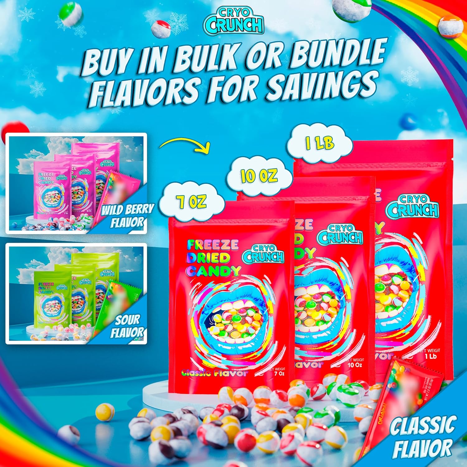 Primary Colors Candy Freeze Dried Candy 10oz Pantry-Stable Sweets - Work-From-Home Mindful Crunch Snack for Stressful Afternoons