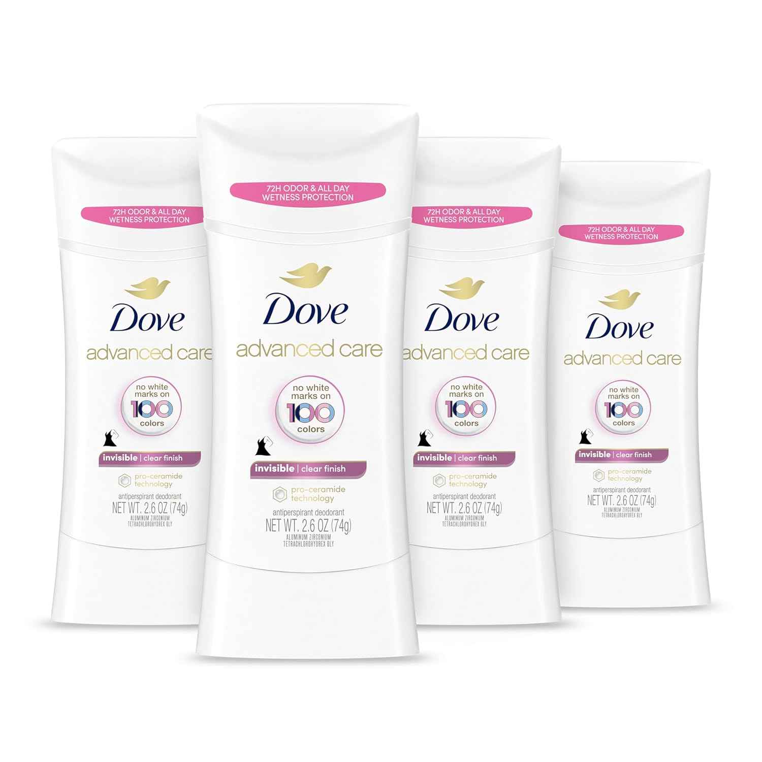 Dove Advanced Care Antiperspirant Stick Sheer Fresh 4 Pack Post-Shave Underarm Care for Women’s Self-Care Bath Routine
