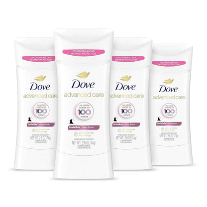 Dove Advanced Care Antiperspirant Stick Sheer Fresh 4 Pack Post-Shave Underarm Care for Women’s Self-Care Bath Routine