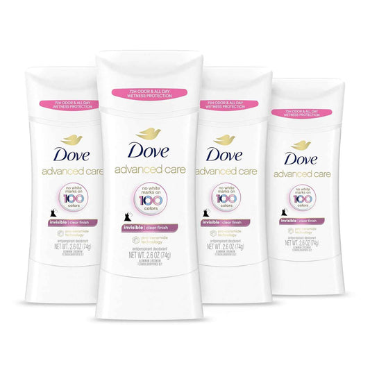 Dove Advanced Care Antiperspirant Stick Sheer Fresh 4 Pack Post-Shave Underarm Care for Women’s Self-Care Bath Routine