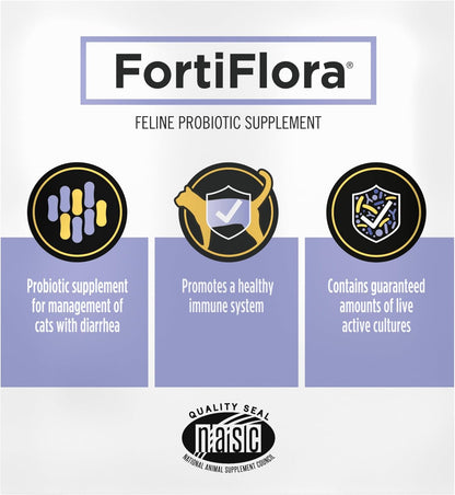 Pro Plan Veterinary Supplements FortiFlora Daily Probiotic Powder for Cats – At-Home Digestive Wellness Ritual with Liver Flavor and Immune Support