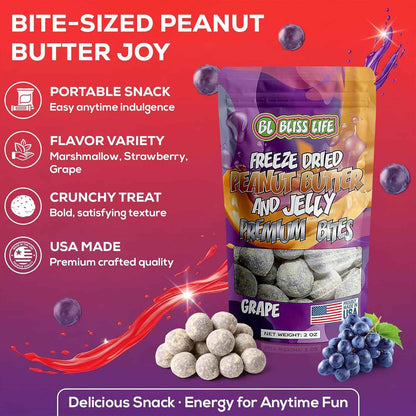 Freeze Dried PB&J Grape Candy – No Melt Travel Candy for Road Trips and Car Snacking 2oz