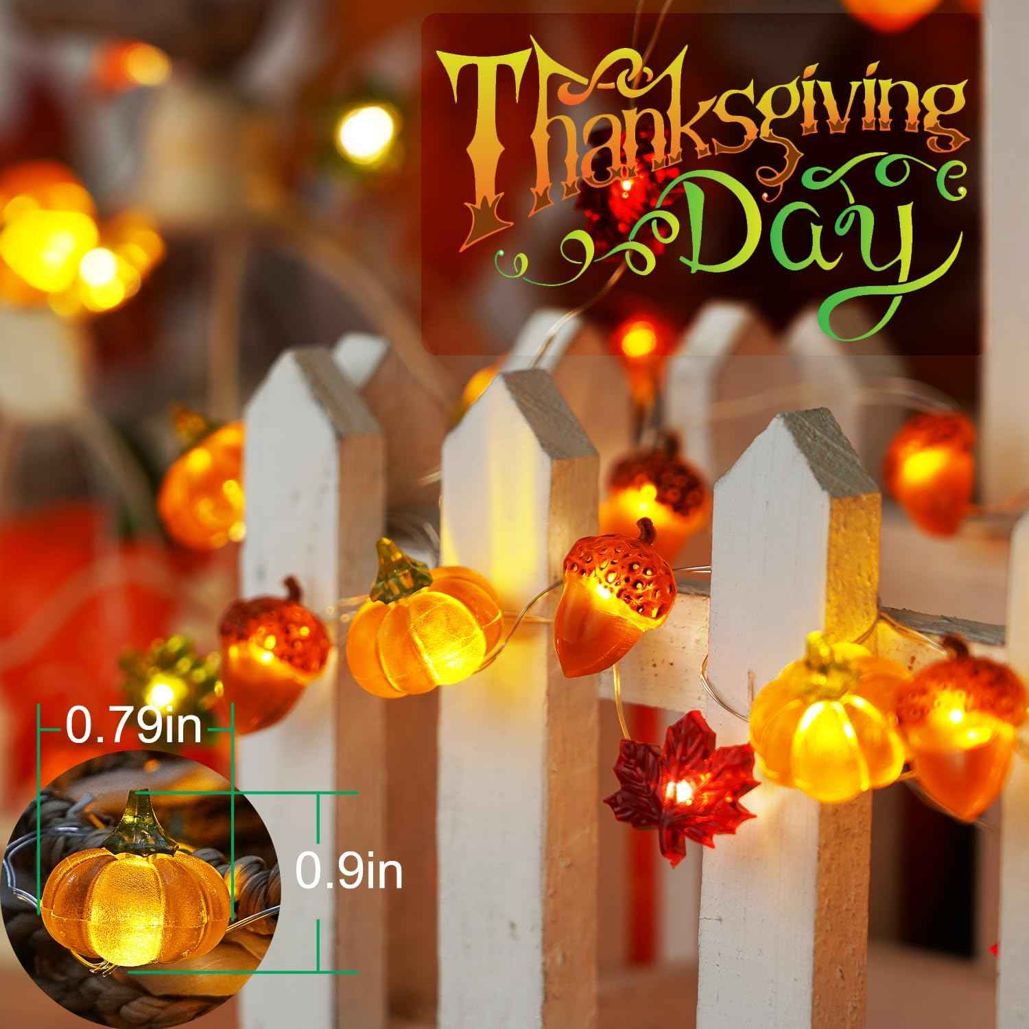 BOHON Cool Touch Fall String Lights – Nursery Shelf & Kids Playroom Autumn Garland, Safe Battery Powered Pumpkin Accent