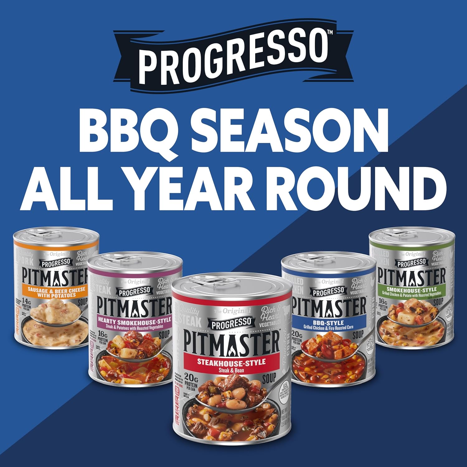 Progresso Pitmaster Steakhouse Style Steak and Bean Soup – Shelf-Stable Camping and Cabin Meal, No Refrigeration Needed