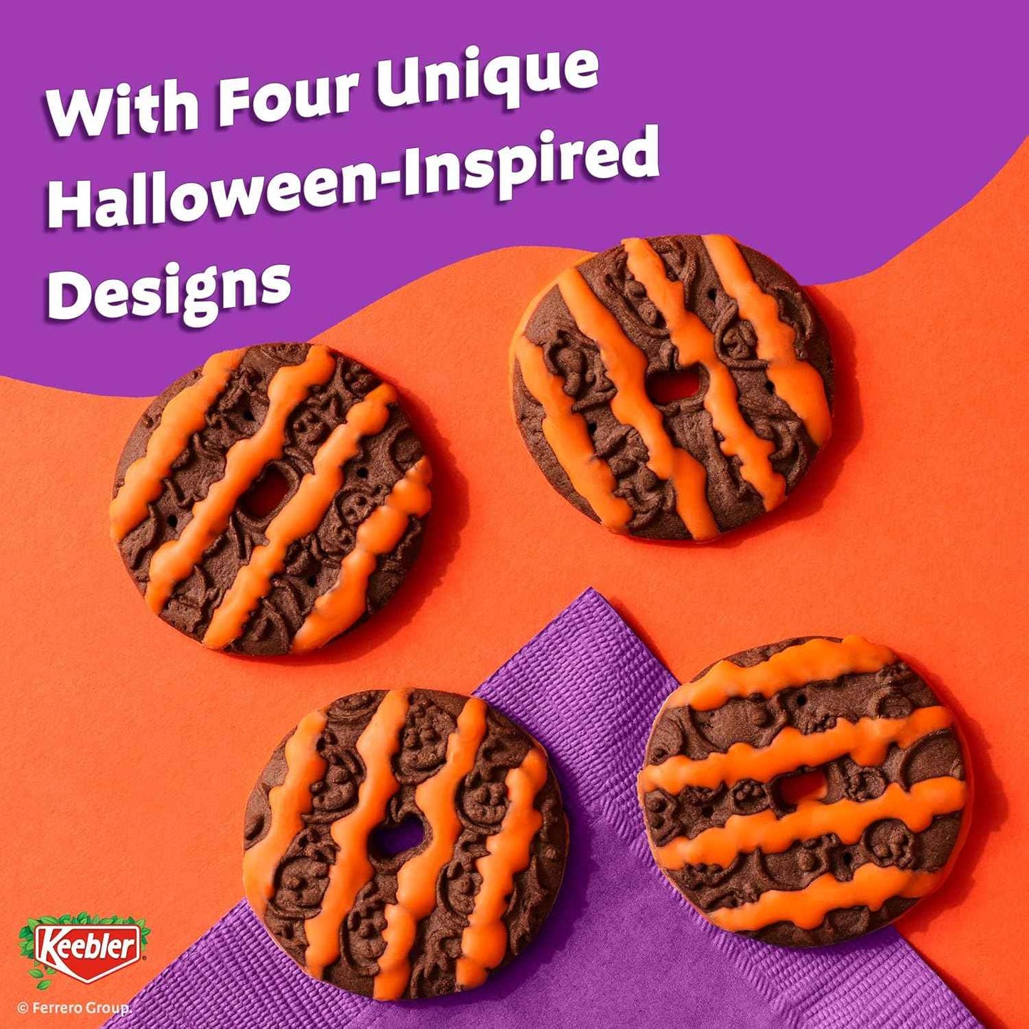 Keebler Spookie Fudge Stripes Cookies – Halloween Lunch Box Treat for Kids' Lunches and School Snacks, 9.5 oz Pack
