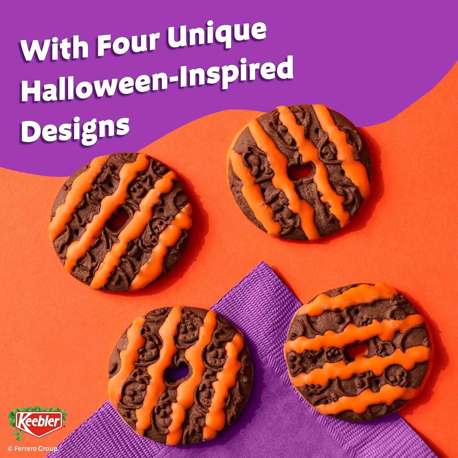 Keebler Spookie Fudge Stripes Cookies – Halloween Lunch Box Treat for Kids' Lunches and School Snacks, 9.5 oz Pack