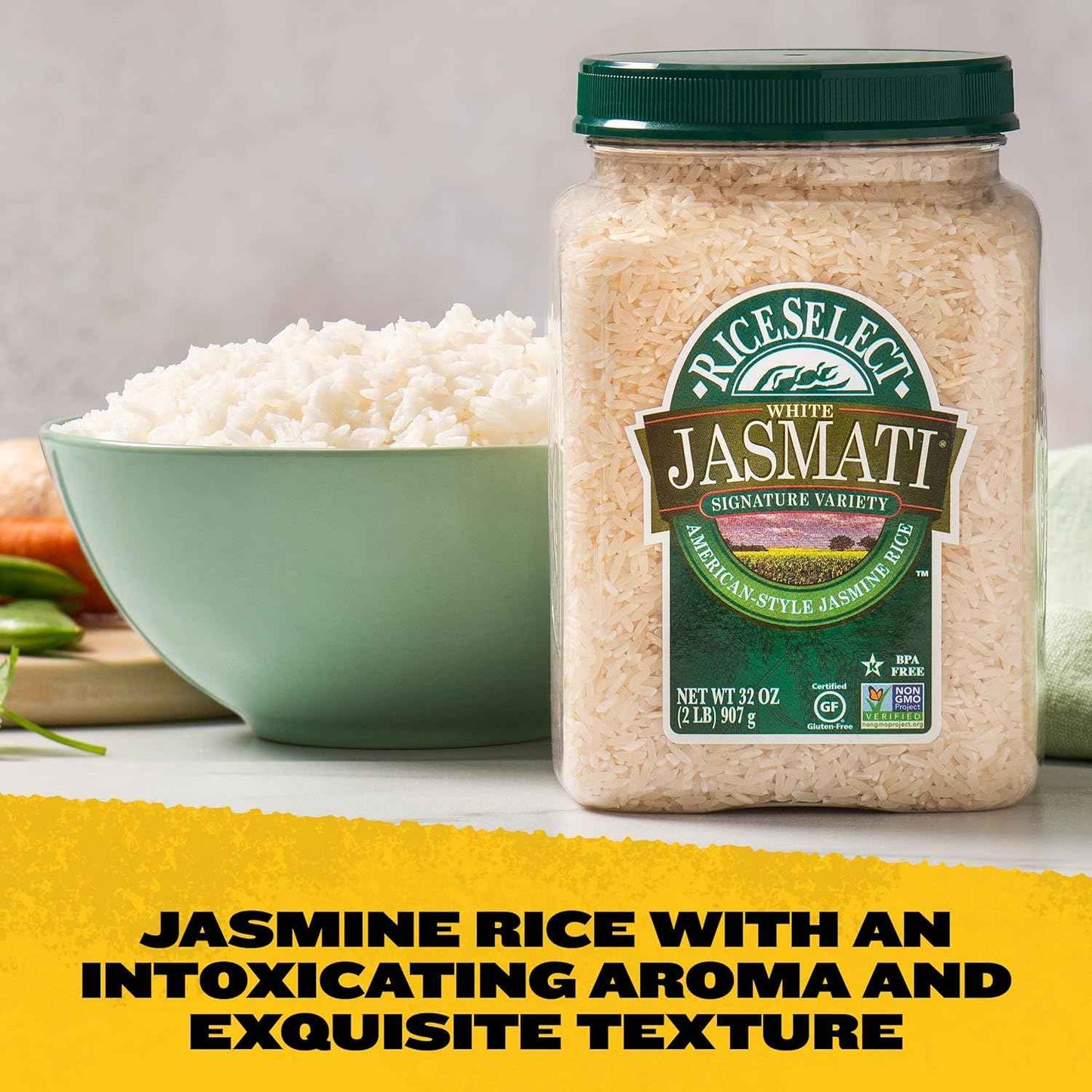 RiceSelect Jasmati Rice – Family-Safe Gluten-Free Side for Kid-Friendly Dinner Tables, 32 oz