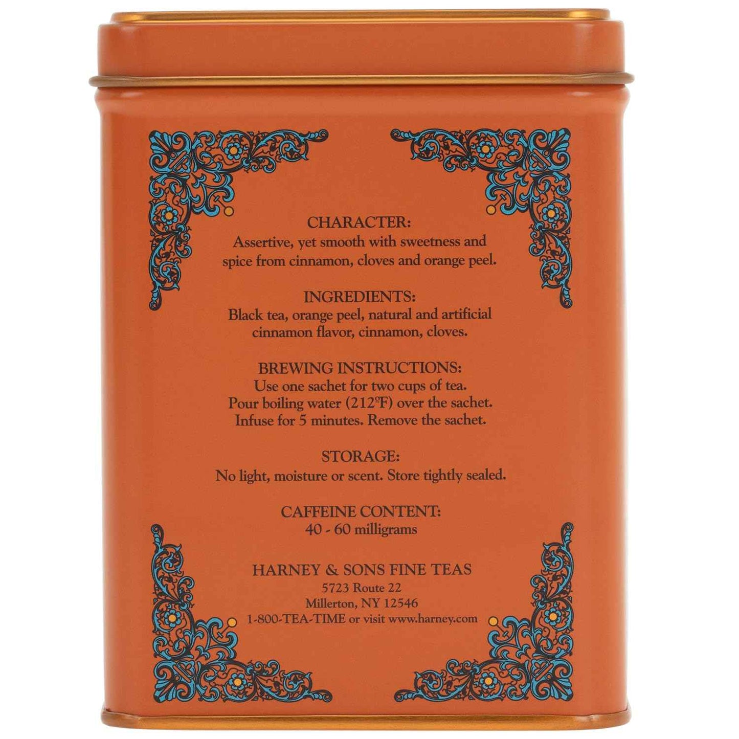 Harney & Sons Hot Cinnamon Sunset Black Tea Tin – Artisan Spiced Black Tea for Elevated Afternoon Rituals, Pyramid Sachets