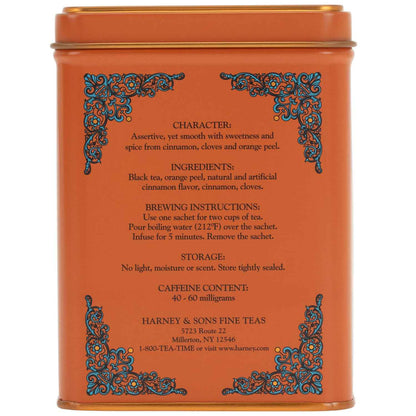 Harney & Sons Hot Cinnamon Sunset Black Tea Tin – Artisan Spiced Black Tea for Elevated Afternoon Rituals, Pyramid Sachets