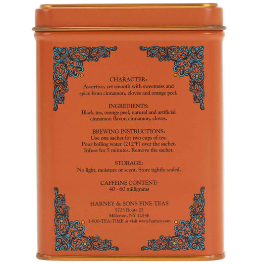Harney & Sons Hot Cinnamon Sunset Black Tea Tin – Artisan Spiced Black Tea for Elevated Afternoon Rituals, Pyramid Sachets