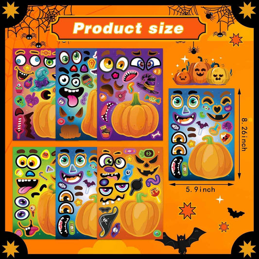 Pumpkin Decorating Stickers for Kids – 24 Sheets No-Carve Halloween Activity Safe for Toddlers and Preschoolers