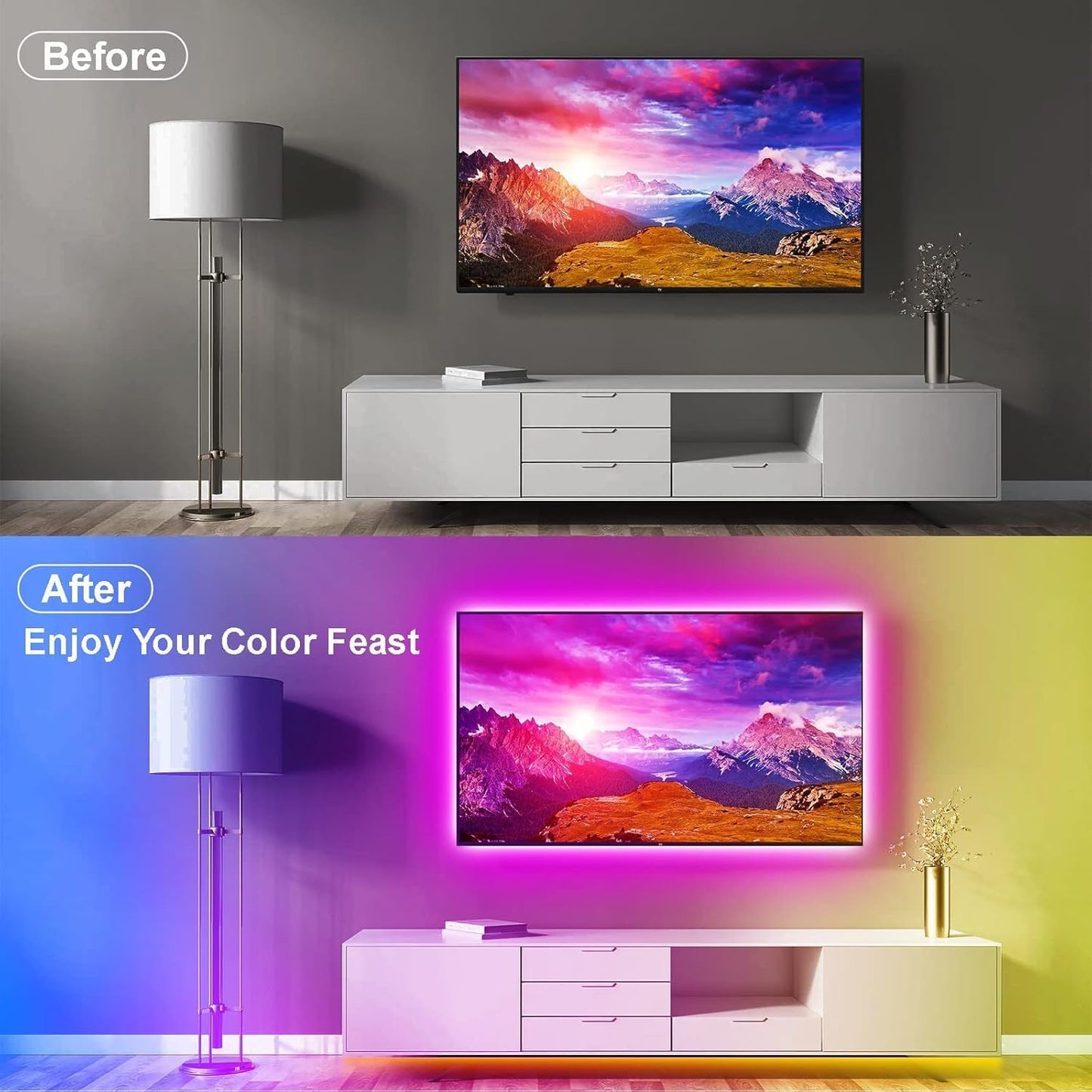 PSTAR LED Strip Lights Birthday Gift for Her, App Controlled RGB Bedroom Decor for Women, Moms, and Couples