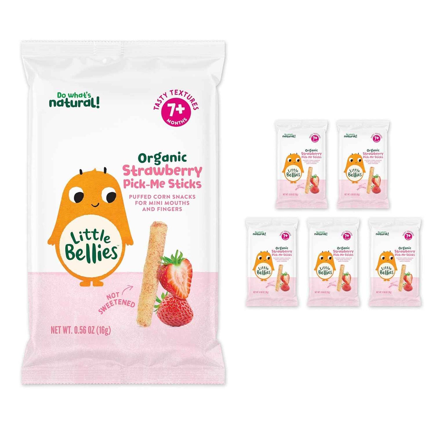 Little Bellies Organic Strawberry Pick-Me Sticks – Soft Baby Finger Food for 7+ Months, Self-Feeding Practice
