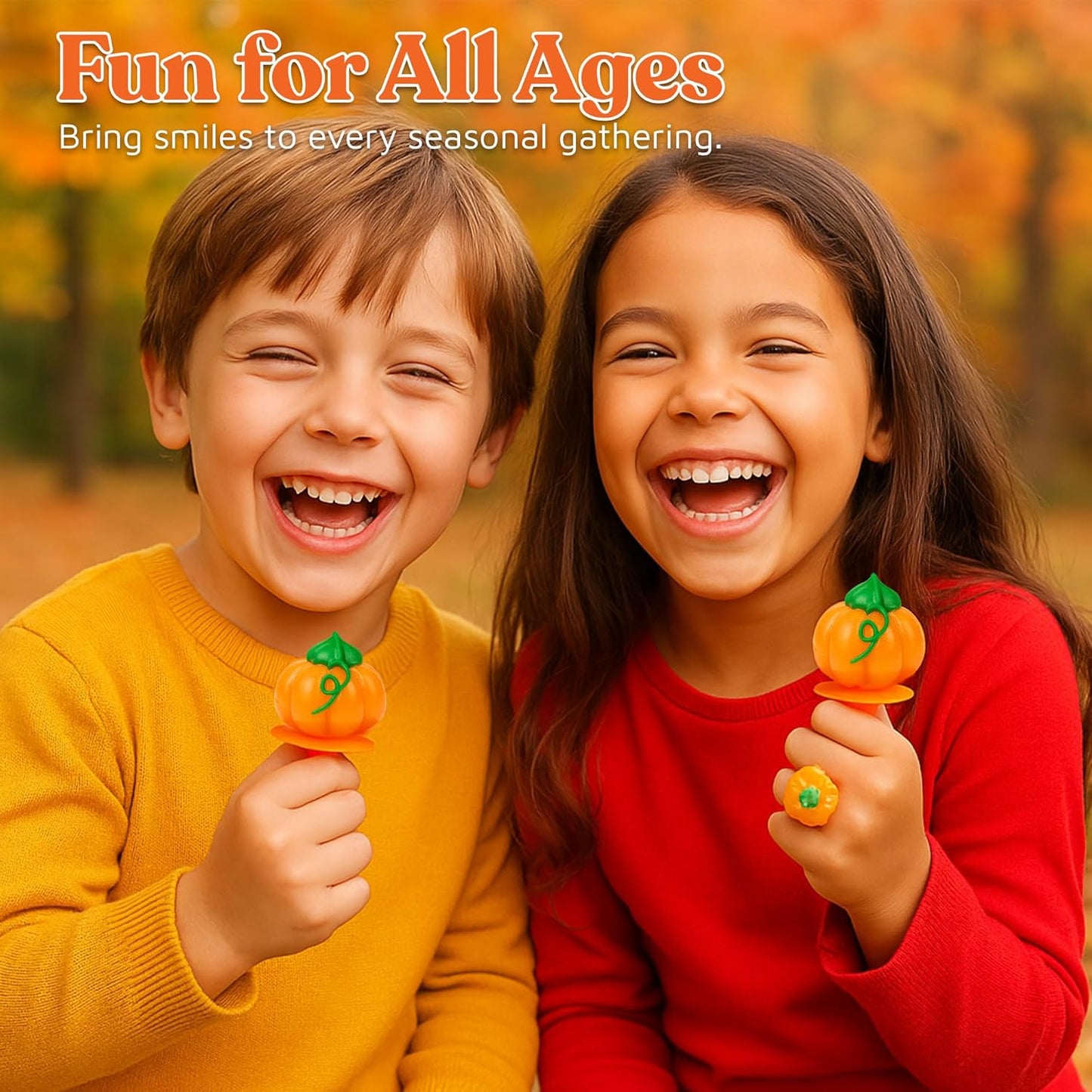 Pumpkin Candy 3D Ring Pops – Fall Themed Halloween Party Favor Gift for Kids and Teens