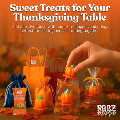 Pumpkin Candy 3D Ring Pops – Fall Themed Halloween Party Favor Gift for Kids and Teens