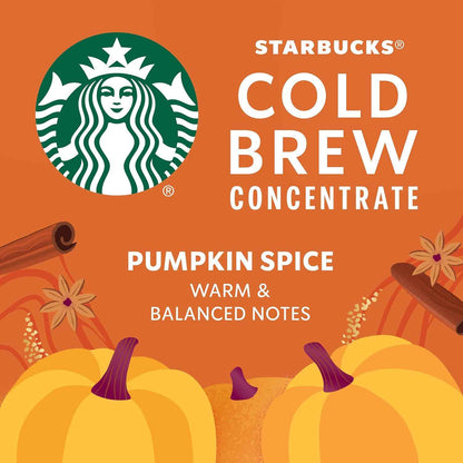 Starbucks Cold Brew Pumpkin Spice Concentrate – Home Office Focus Drink, 32 oz Smooth Low-Acidity Coffee