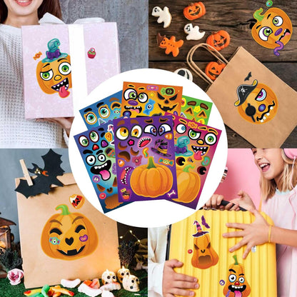 Pumpkin Decorating Stickers for Kids – 24 Sheets No-Carve Halloween Activity Safe for Toddlers and Preschoolers