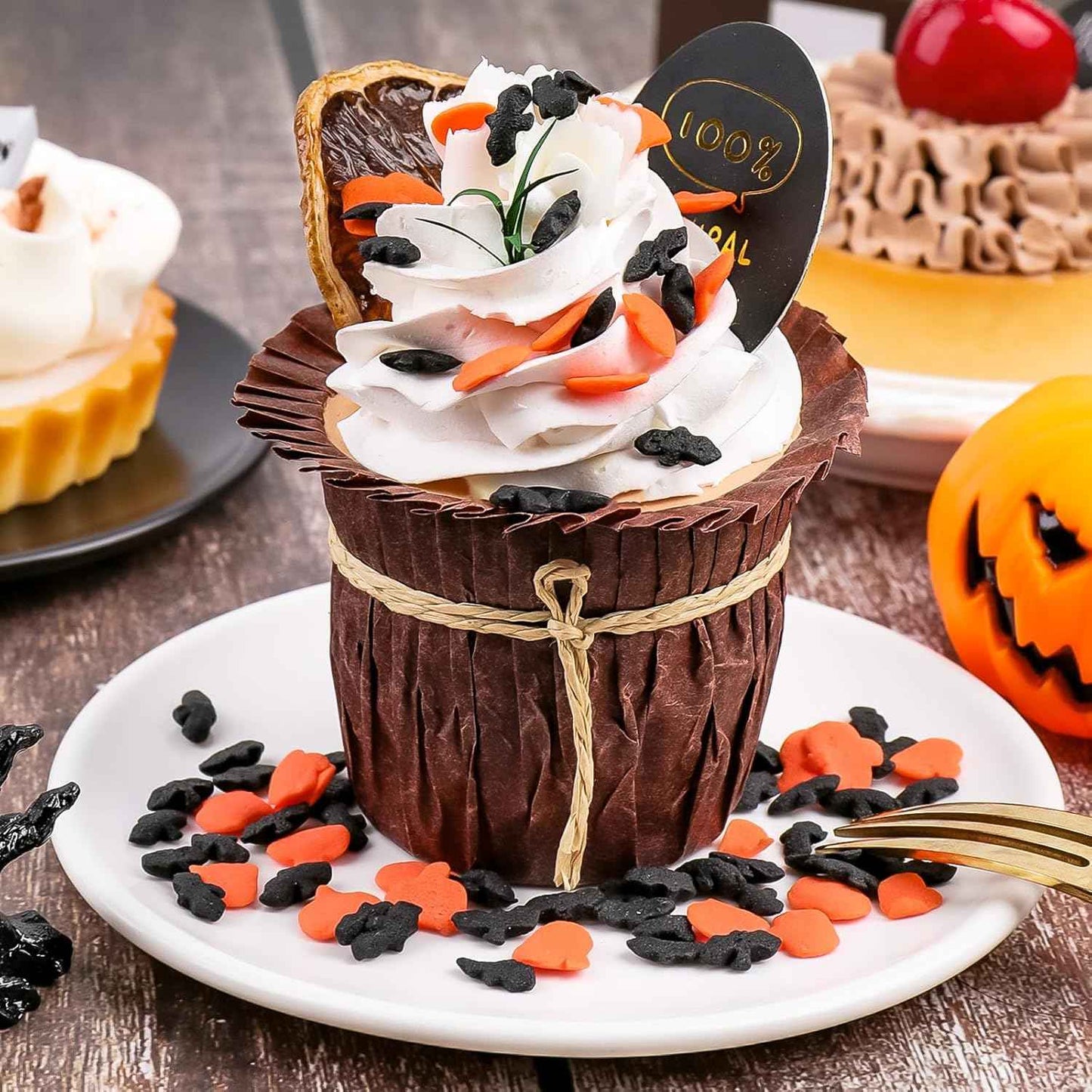 Halloween Dessert Table Centerpiece Sprinkles, 4-Bottle Set with Eyeballs, Pumpkins, and Orange Sugar