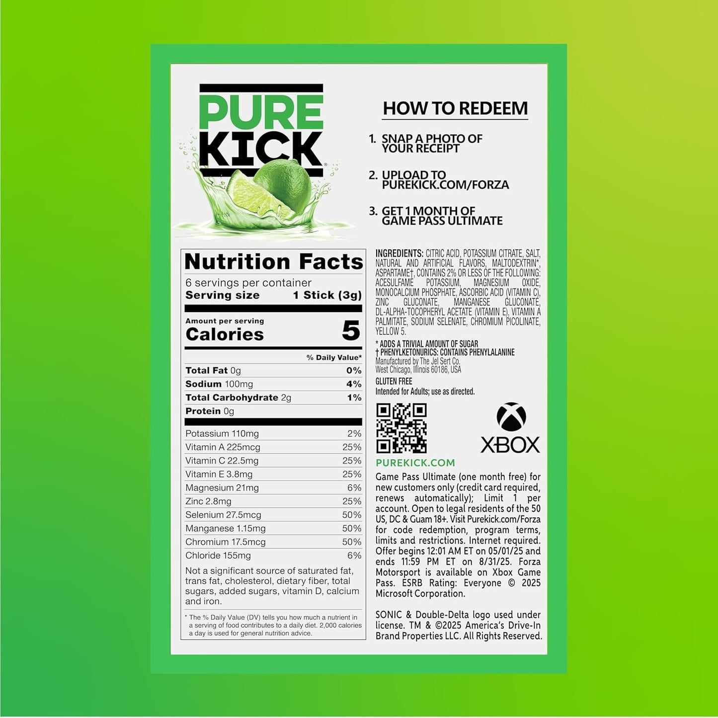 PURE KICK Energy Singles To Go – Wellness Counter Hydration Mix, 10 Calories per Stick