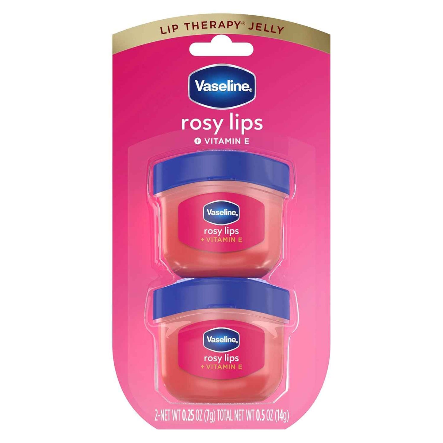 Vaseline Lip Therapy Rosy Lips Mini 2 Pack – Clean Vanity Staple for Less Is More Beauty Routines, Tinted Petroleum Jelly Lip Balm