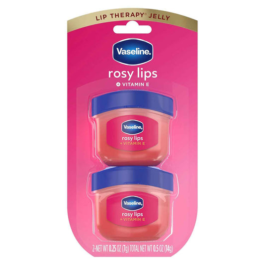 Vaseline Lip Therapy Rosy Lips Mini 2 Pack – Clean Vanity Staple for Less Is More Beauty Routines, Tinted Petroleum Jelly Lip Balm
