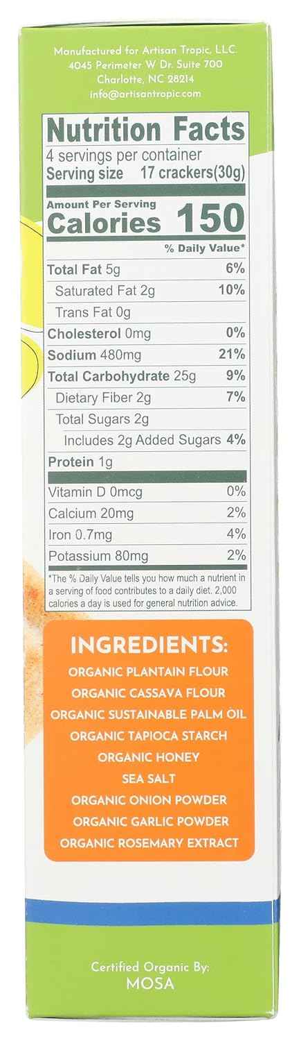 ARTISAN TROPIC Organic Sea Salt Crackers, 4.25 OZ – Picnic Blanket Snack for Open-Air Lunches