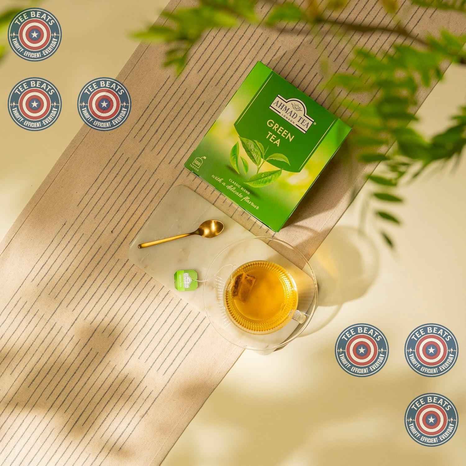 Ahmad Tea Green Tea Bags 100 Count – Evening Wind-Down Herbal Companion for Wellness Routines