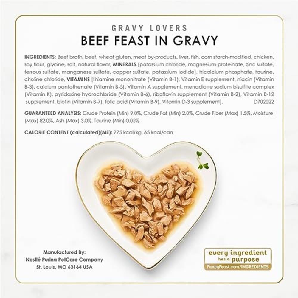 Purina Fancy Feast Gravy Lovers Canned Cat Food – No Artificial Colors or Preservatives for Child-Friendly Pet Feeding Areas