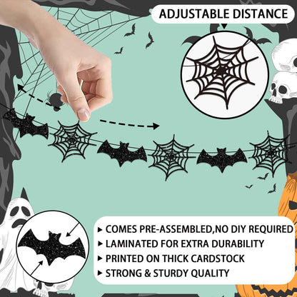 Welcome Foolish Mortals Halloween Banner – Bedroom Aesthetic & Cozy Spooky Hallway Mantel Decoration, Purple and Black Glitter Cardstock