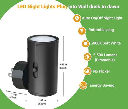 GEPLAD Round LED Night Light – Matte Minimalist Plug-In Fixture for Clutter-Free Walls