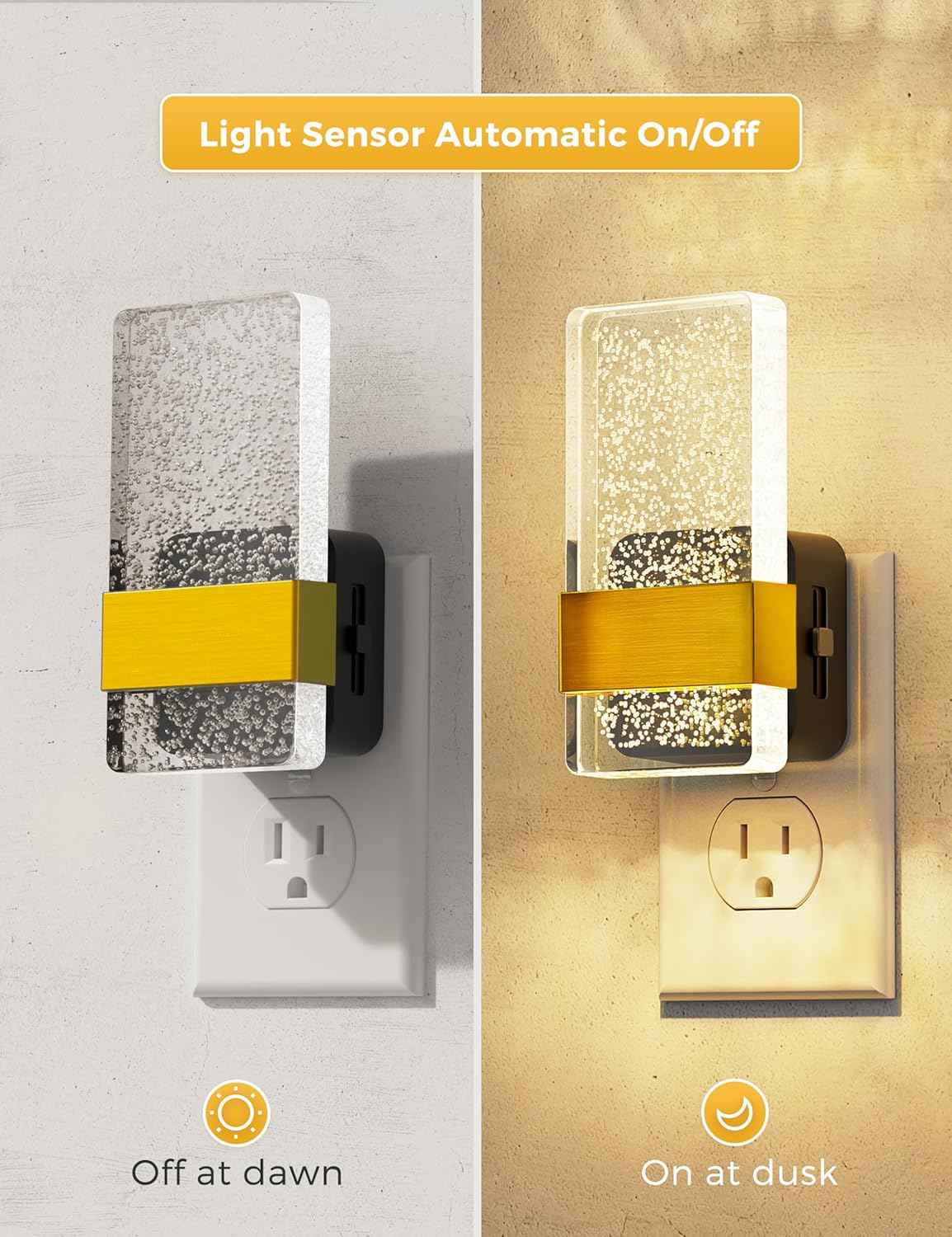 L LOHAS LED Night Light – Flameless Nightlight for Bathroom and Hallway, Dusk to Dawn Sensor for Safer Night Navigation