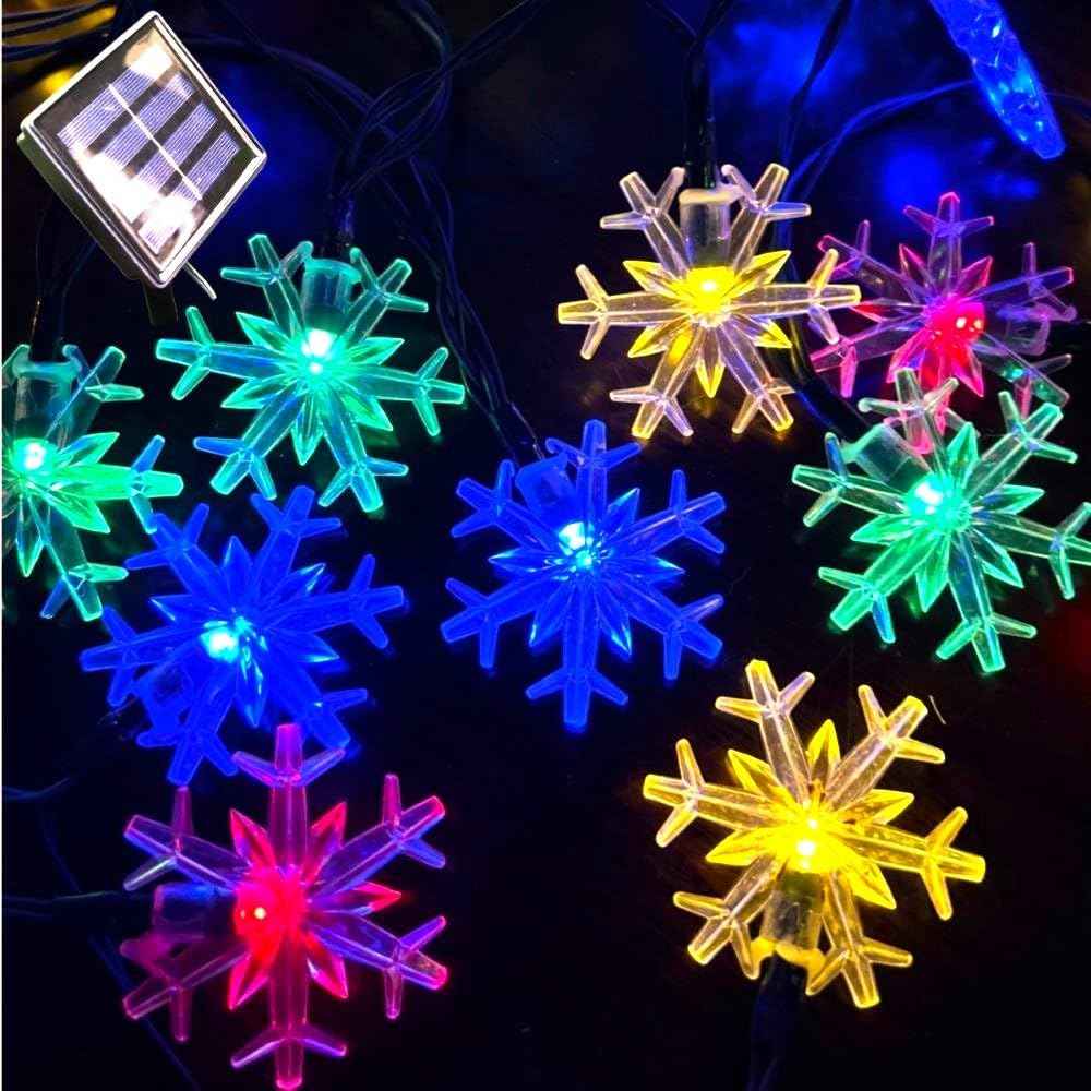 Brightever Solar Snowflake Fairy Lights 20 Ft 30 LED – Cozy Bedroom and Living Room Accent with 8 Ambient Modes