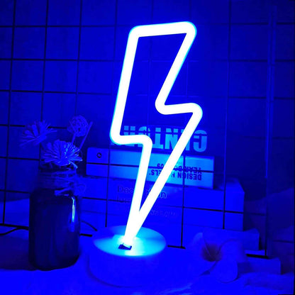 Lightning Bolt Neon Sign - Safe LED Night Light for Kids Bedroom, Cool to Touch Battery Powered Lightning Decor