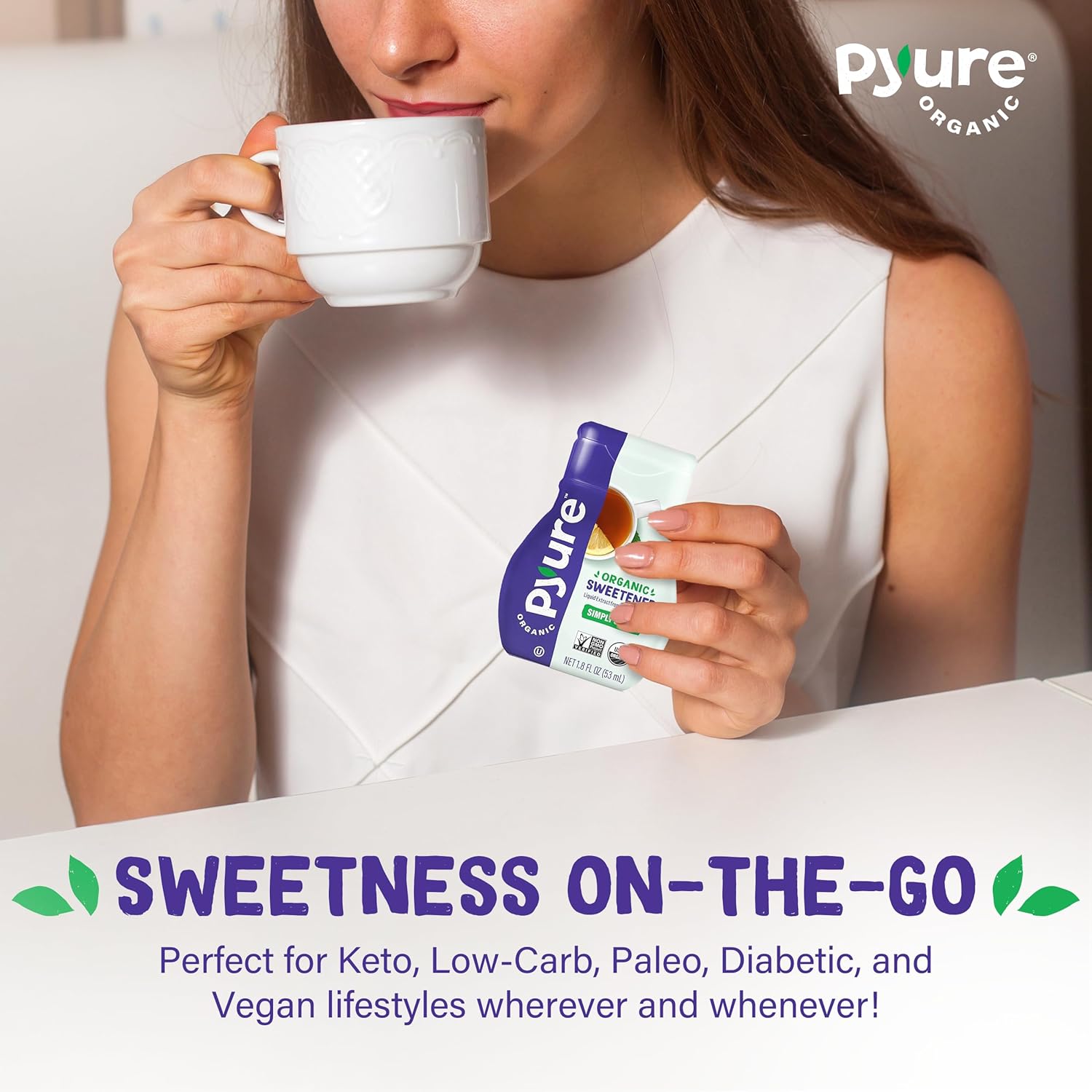 Pyure Organic Liquid Stevia – Zero Carb Sweetener for Clutter Free Countertops