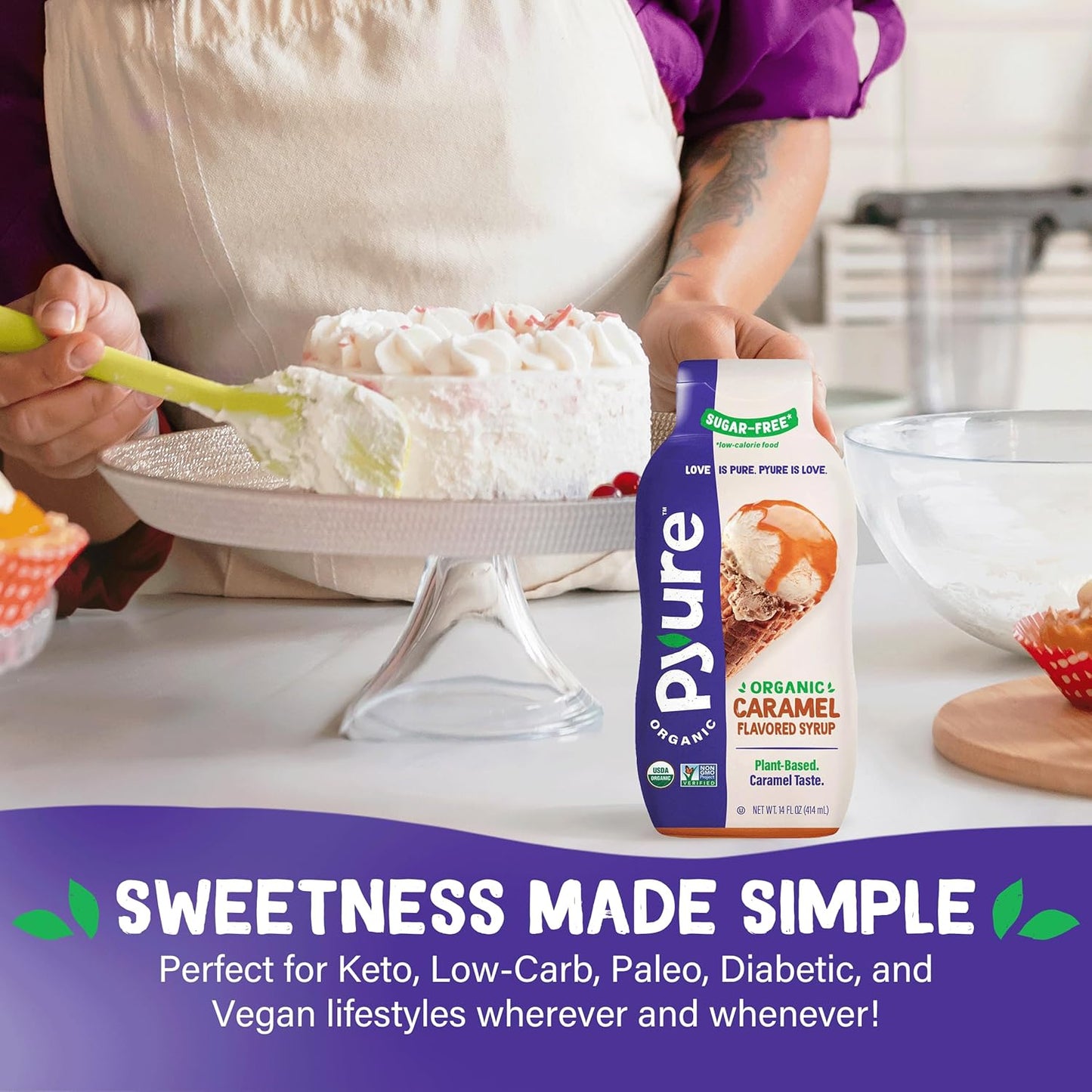Pyure Organic Sugar-Free Caramel Syrup – Thoughtful Birthday Gift for the Health Conscious Foodie in Your Life