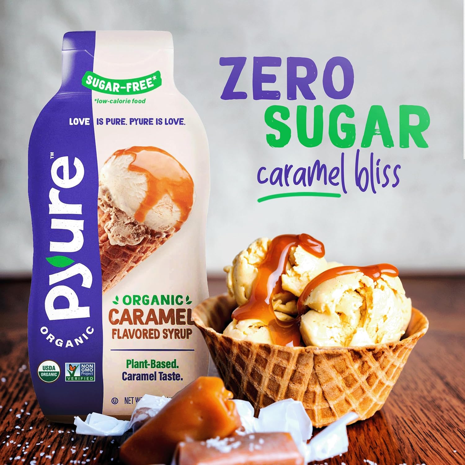 Pyure Organic Sugar-Free Caramel Syrup – Thoughtful Birthday Gift for the Health Conscious Foodie in Your Life