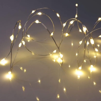 QBIS Warm White Fairy Lights – Battery Operated 6.5ft Silver Wire for Cozy Bedroom Shelf and Headboard Accent Lighting