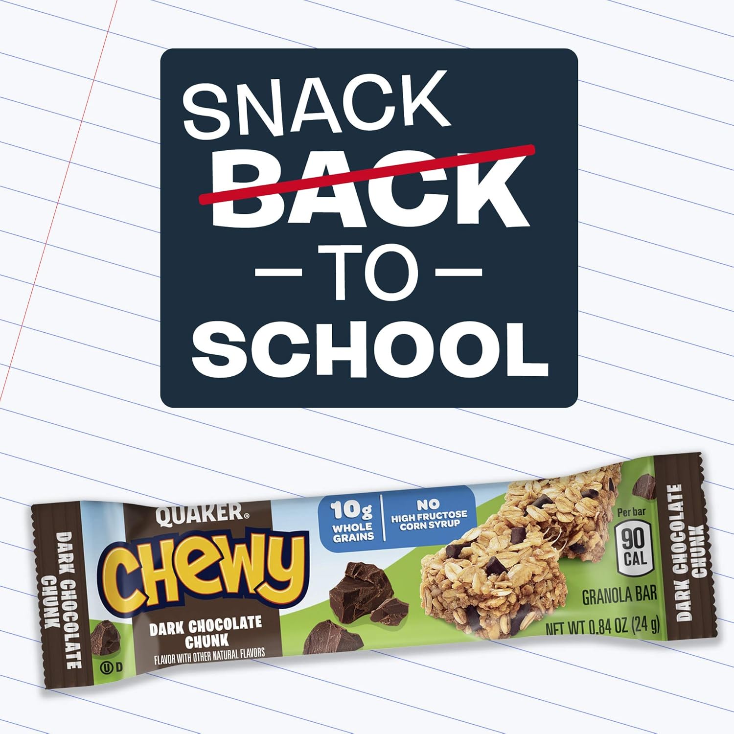 Quaker Chewy Granola Bars Variety Pack – Lunch Box Snack for Kids, 18 Individually Wrapped Bars